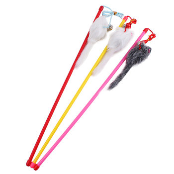 cat interactive long pole toy fairy stick ສັດລ້ຽງຫນູ cat toy feather rabbit fur cat stick funny cat supplies