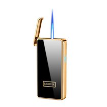 New intelligent voice-controlled blow a windproof inflatable lighter blue flame straight punch high face value customized gift giving boyfriend