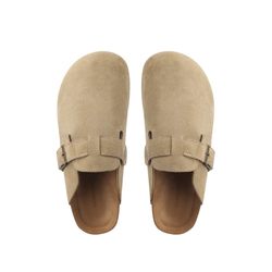 정품 가죽 Birkenstock 신발 여성 2024 봄 신사복 및 여성 슬리퍼 코르크 바닥 플랫 바닥 낚시 바오터우 하프 슬리퍼 Birkenstock 신발