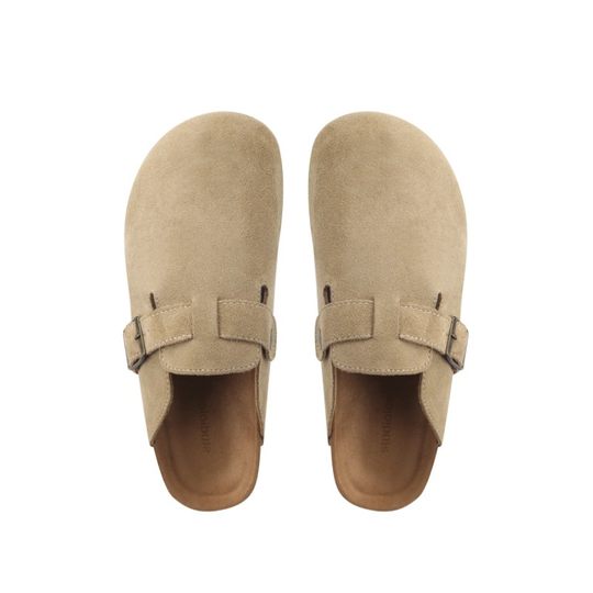 Precio por tiempo limitado 78! Zapatos Birkenstock de cuero genuino 2025 nuevas medias zapatillas Baotou para mujer ropa exterior de verano zapatos planos Birkenstock para hombres