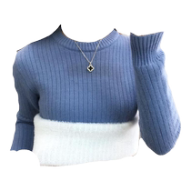 Northeastern mid-collar thermal underwear for women plus velvet and thickened half turtleneck bottoming shirt all-in-one velvet sweater super thick long-sleeved autumn coat