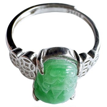 Jade forest spicy burmese sun green jadeite pixiu ring