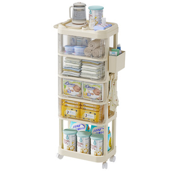 Cart snack storage rack baby supplies movable storage cabinet bedside feeding table baby multi-layer storage rack