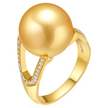 Lynnhaven south sea gold beads 18k gold diamond ring