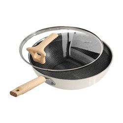 Supor Ceramic Double Honeycomb Non-Stick Frying Pan for Home Use, Stainless Steel Cooking Pan, Compatible with Induction Cookers and Gas Stoves