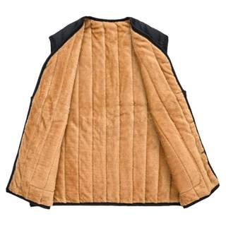 男士秋冬加绒棉马甲中老年男士毛内胆加厚加绒棉马夹爸爸装棉背心