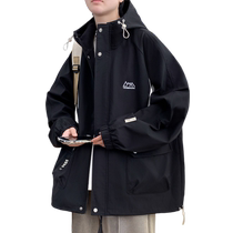 American style jackets for men in spring and autumn new trendy brand loose hooded jackets for teenagers autumn and winter handsome mens jackets