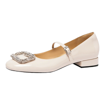 Lily Wei square buckle rhinestone single shoes womens small size 313233 flat shoes round toe comfortable work shoes autumn new style