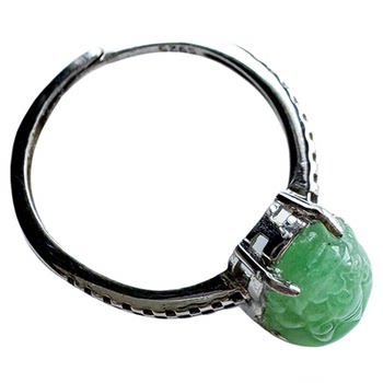 Jadeite linyang green jadeite pixiu ring s925 silver set