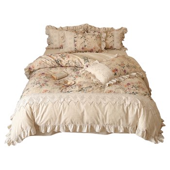 French retro girly cotton and linen four-piece set