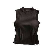 Half turtleneck sleeveless vest for women small stand collar middle collar slim fit white sleeveless bottoming shirt with suspender top inside
