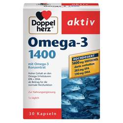 German Double Heart Highly Concentrated Omega3 Deep Sea Fish Oil Capsules 1400mg 30 capsules OMEGA3 ວິຕາມິນອີ