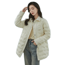 Duck Down Jacket Womens 2023 Winter New Regular Style Shirt Collar Solid Color Korean Style Casual Thickened Jacket Z