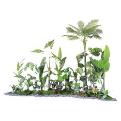 Nordic simulated green plant landscape L-shaped corner bionic plant landscaping set complete set of tropical rainforest broad-leaf potted plants