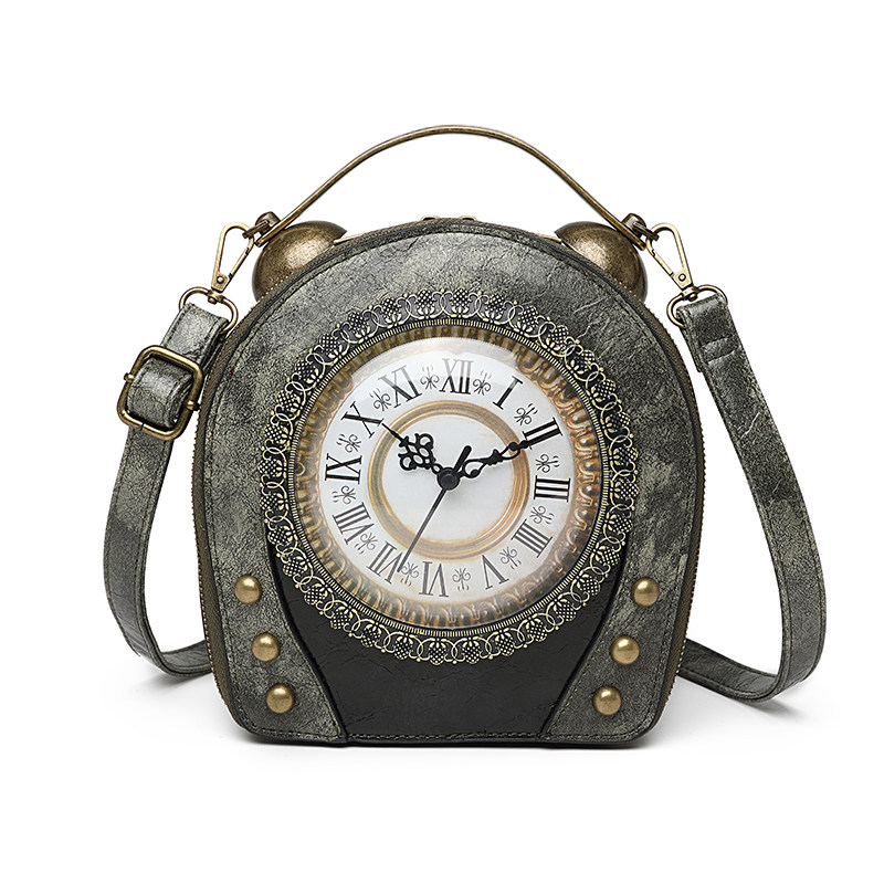 British niche handbags, 2026 new retro handbags, creative clock bags, quirky and fun small round bags.