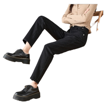 Tangshi New 24 Autumn High Waist Jeans Womens Slim Straight Elastic Cigarette Pants Versatile Trendy Black Pants