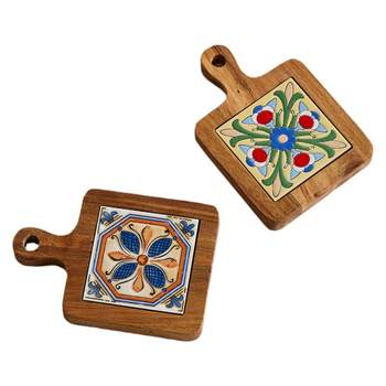 Wooden flower tiled pot mat solid wood place mat anti-scalding wooden mat
