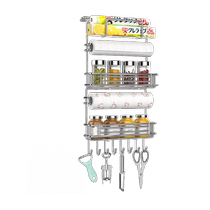 304 stainless steel refrigerator storage rack side hanging rack multi-layer kitchen supplies side wall household multi-functional storage rack