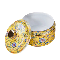 Storage jar lard jar tea jar bone china Jingdezhen palace royal enamel flower craft white porcelain thickened jar