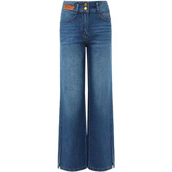 Cocobella retro ລ້າງຂ້າງ slit jeans ແມ່ຍິງທີ່ມີໂຄງສ້າງປ້າຍຫນັງສັ້ນ flared ເລັກນ້ອຍຂາກວ້າງບາດເຈັບແລະ pants dn616