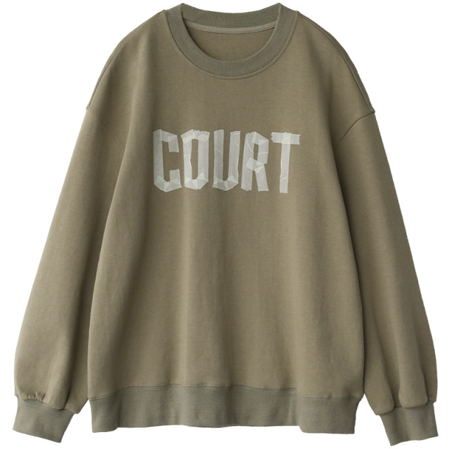 CV plus size women's street casual loose round neck letter tape printed double-sided cotton long-sleeved sweatshirt jacket for women