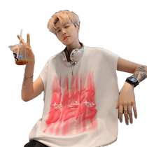 American kpop outfit mens vest summer 2024 new foam letter print high-end sense handsome round neck sleeveless