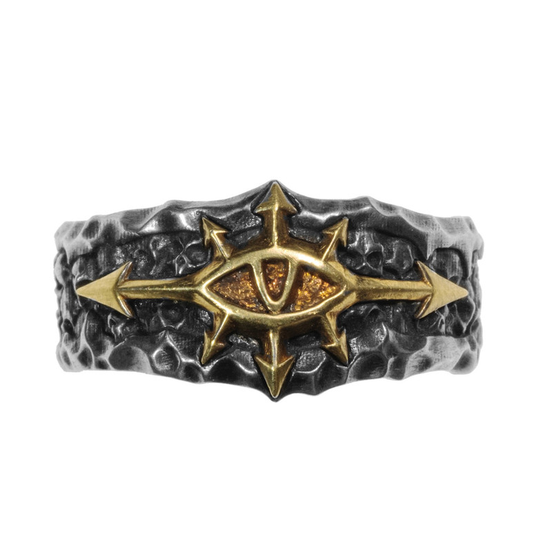 Retro Starforged black expedition Champion Abaddon emblem male domineering personality trendy open ring