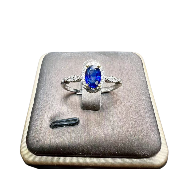 Natural unfired royal blue sapphire ring 4 x 6 925 silver finely inlaid natural colored gemstone jewelry
