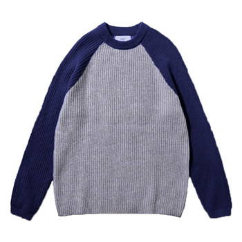 ສີແຟຊັນ Jiyou ຈັບຄູ່ເສື້ອກັນໜາວແຂນເສື້ອ raglan ດູໃບໄມ້ລົ່ນຂອງຜູ້ຊາຍລະດູໃບໄມ້ຫຼົ່ນແລະລະດູຫນາວຫນາແຫນ້ນຄໍ pullover ສີຟ້າ navy bottoming sweater