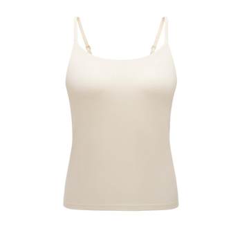 Jiao nei hot leather 501+ women's shoulder-shoulder sleeve camisole with cup and chest pad to keep warm as a base layer for women in autumn and winter