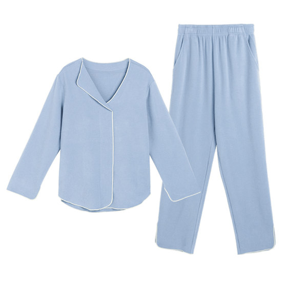 Inner Yin with chest pad pajamas Female long sleeves spring and autumn, loose casual, can wear non -convex point large size home clothing suits