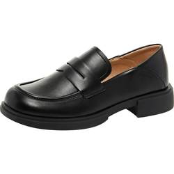 Dadong loafers ເກີບແມ່ຍິງ 2024 ໃຫມ່ພາກຮຽນ spring ແລະດູໃບໄມ້ລົ່ນສີດໍາເກີບ versatile ເກີບດຽວແບບອັງກິດເກີບຫນັງຂະຫນາດນ້ອຍ 3241