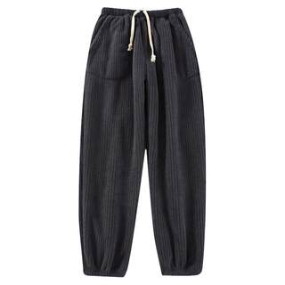 Men's flannel pit strip close-up home pants thickened and warm