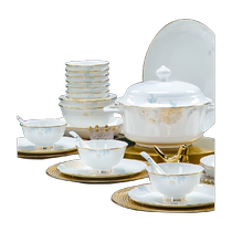 Yunzhihe bowl and dish set household light luxury bone china tableware Jingdezhen bowl plate and chopsticks set housewarming ceramic porcelain