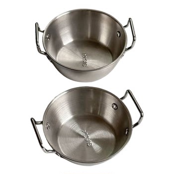 Korean instant noodles bowl snail noodles bowl spoon 304 stainless steel double-eared dry rice bowl drinking soup dormitory student rice bowl
