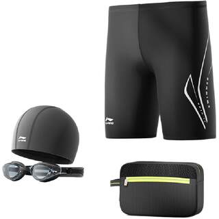 李宁游泳装备男全套泳裤泳帽泳镜三件套男士防尴尬平角专业泡温泉