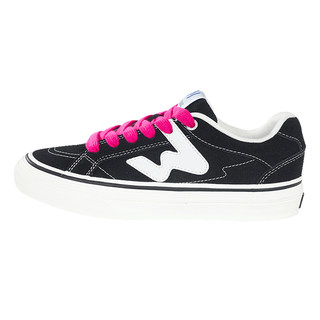 顽刻官方经典黑白春季校园风W系列翻毛皮帆布拼接男女国潮滑板鞋