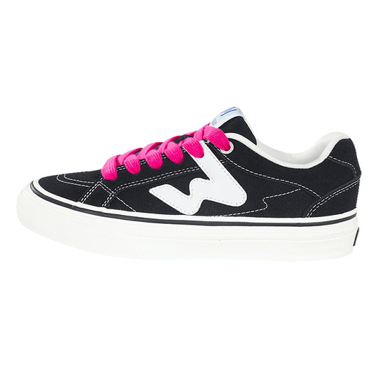 顽刻官方经典黑白春季校园风W系列翻毛皮帆布拼接男女国潮滑板鞋