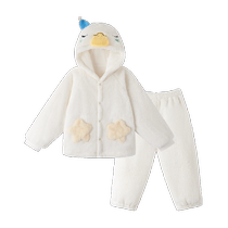 babycare childrens comfortable velvet home clothes set warm and cute autumn and winter home baby girls boys pajamas