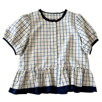 Niche ວັນນະຄະດີ retro ຮູບແບບ lace plaid ເສື້ອຍືດແຂນສັ້ນຂອງແມ່ຍິງວ່າງເດັກນ້ອຍ doll summer ແບບໃຫມ່ນັກສຶກສາແນວໂນ້ມການຫຼຸດຜ່ອນອາຍຸ