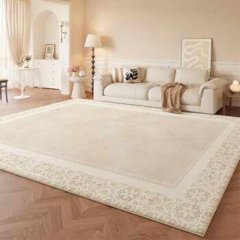 Carpet living room 2026 new high-end no-wash wipeable sofa bedroom floor mat cream wind waterproof anti-fouling no care