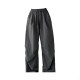 Lake blue retro paratrooper ໂດຍລວມ pants ຂາກວ້າງສໍາລັບແມ່ຍິງພາກຮຽນ spring ແລະ summer