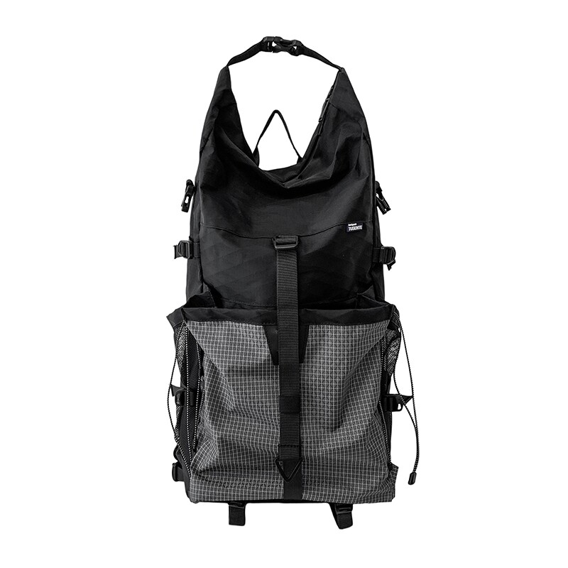 Mampson trendy brand large capacity plaid roll top backpack