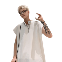 Korean style textured vest mens summer thin 2024 new youth oversize round neck sleeveless waistcoat