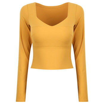 Autumn tight-fitting long-sleeved sportswear tops with padded chest