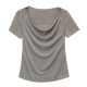 Summer design swaddle collar off-shoulder short-sleeved t-shirt for women