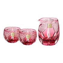 (Self-operated) KAGAMI Edo Kiriko crystal glass white wine cup Kagura wine set wine dispenser sake cup