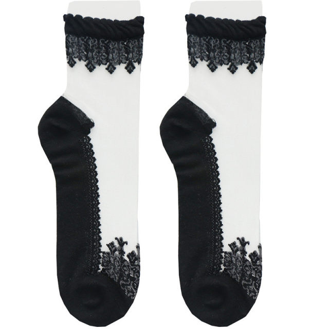 Lace lace glass silk stockings cotton bottom anti-slip