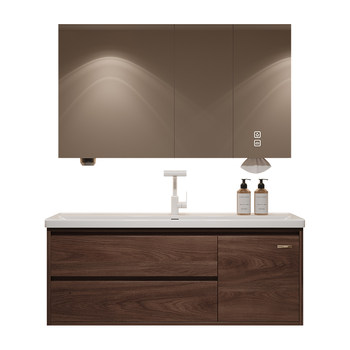 Oppein antique style marine ceramic integrated basin bathroom cabinet