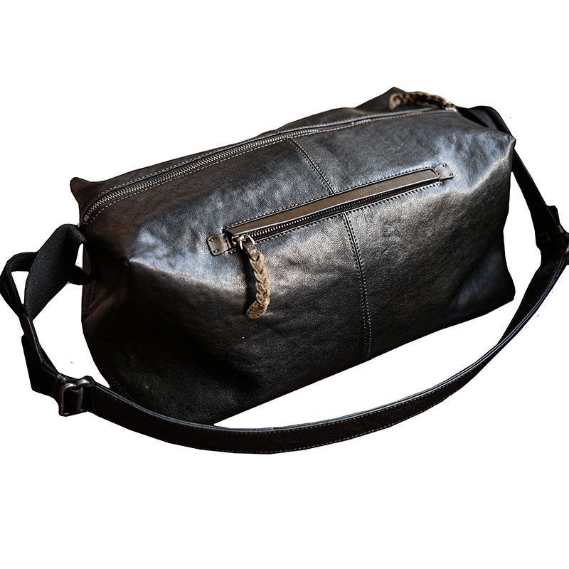 Light soft leather sports fitness bag business travel bag